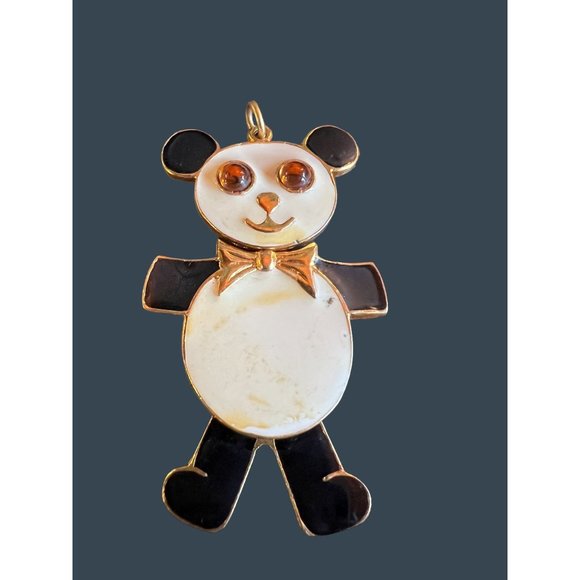 Vintage Art Panda Bear Pendant Charm Dangle Moving Dancing - Picture 9 of 14